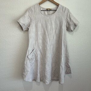 Windhorse Women's S/M Midi Textured Dress Lagenlook Cotton Artsy Boho Casual